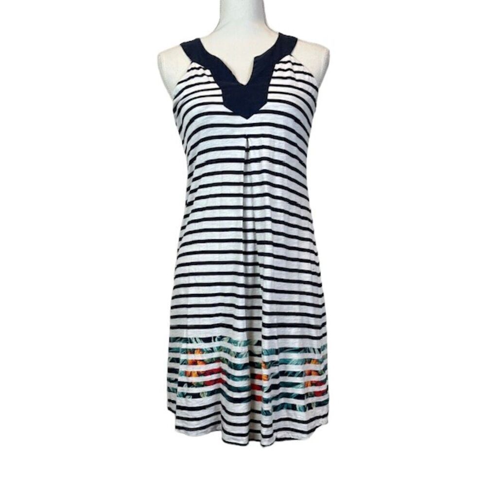 Tommy Bahama Striped Navy‎ White Sleeveless Dress Built in Bra Size XS